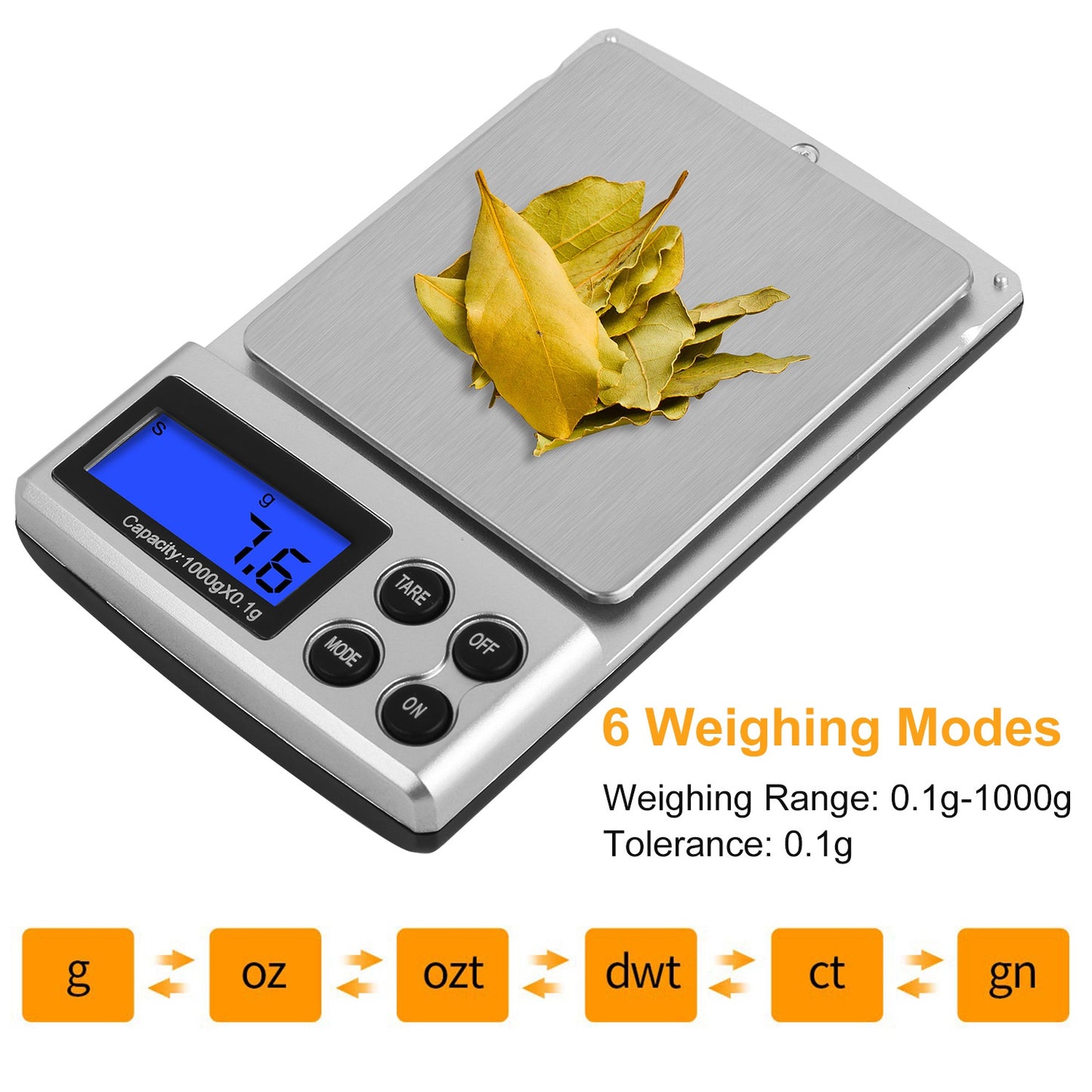 Digital Pocket Scale 1000g x 0.1g with LCD Backlit Display