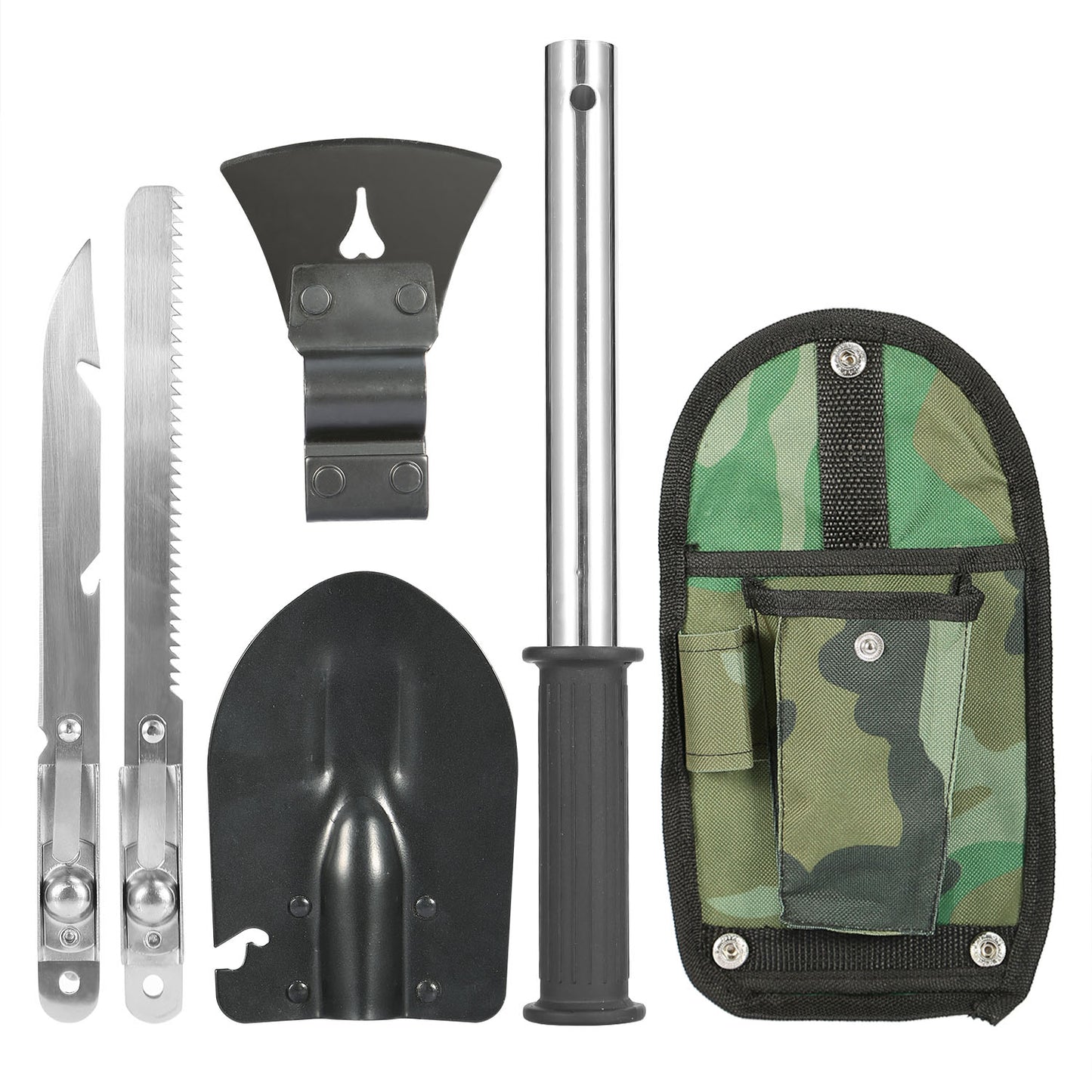 6-in-1 Multi-Tool Survival Kit with Shovel, Axe, Knife & Saw