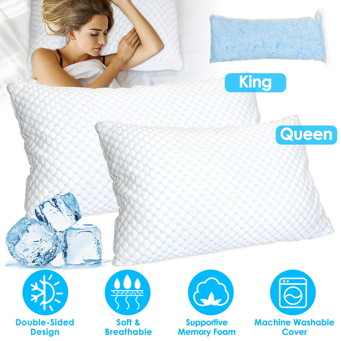Adjustable Shredded Memory Foam Pillow with Cooling Cover
