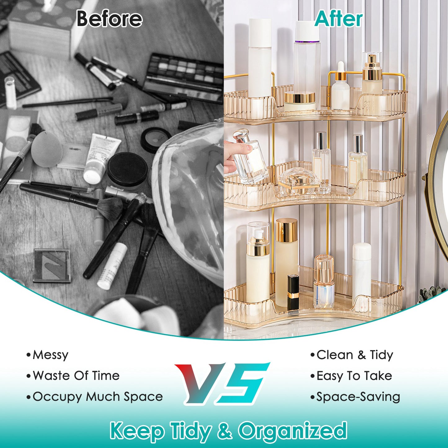 3-Tier Corner Countertop Organizer for Bathroom & Vanity