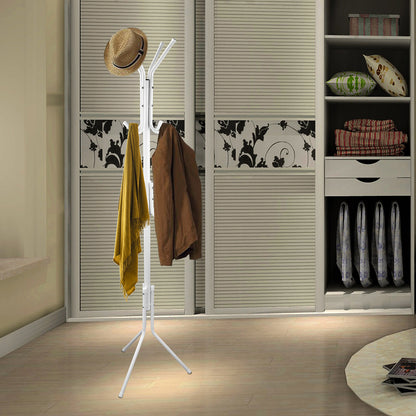 Standing Coat Rack with 8 Hooks - 3 Tier Metal Organizer