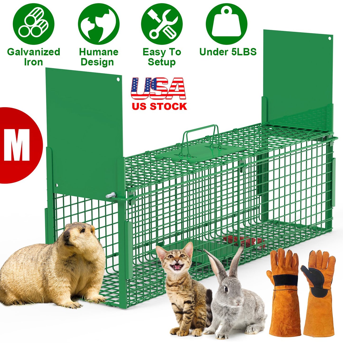 40in Humane Live Animal Trap Cage for Raccoons & Opossums