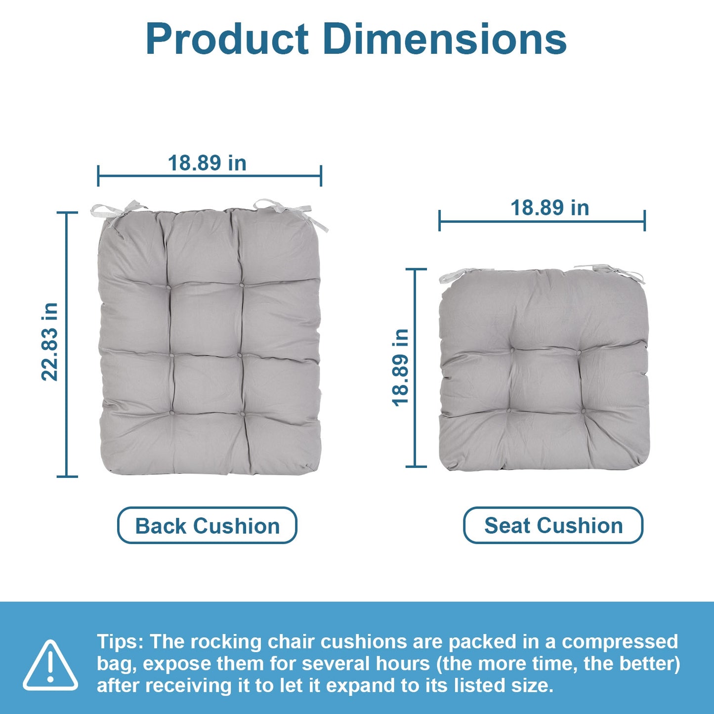 Rocking Chair Cushion Set - Waterproof with Non-Slip Ties