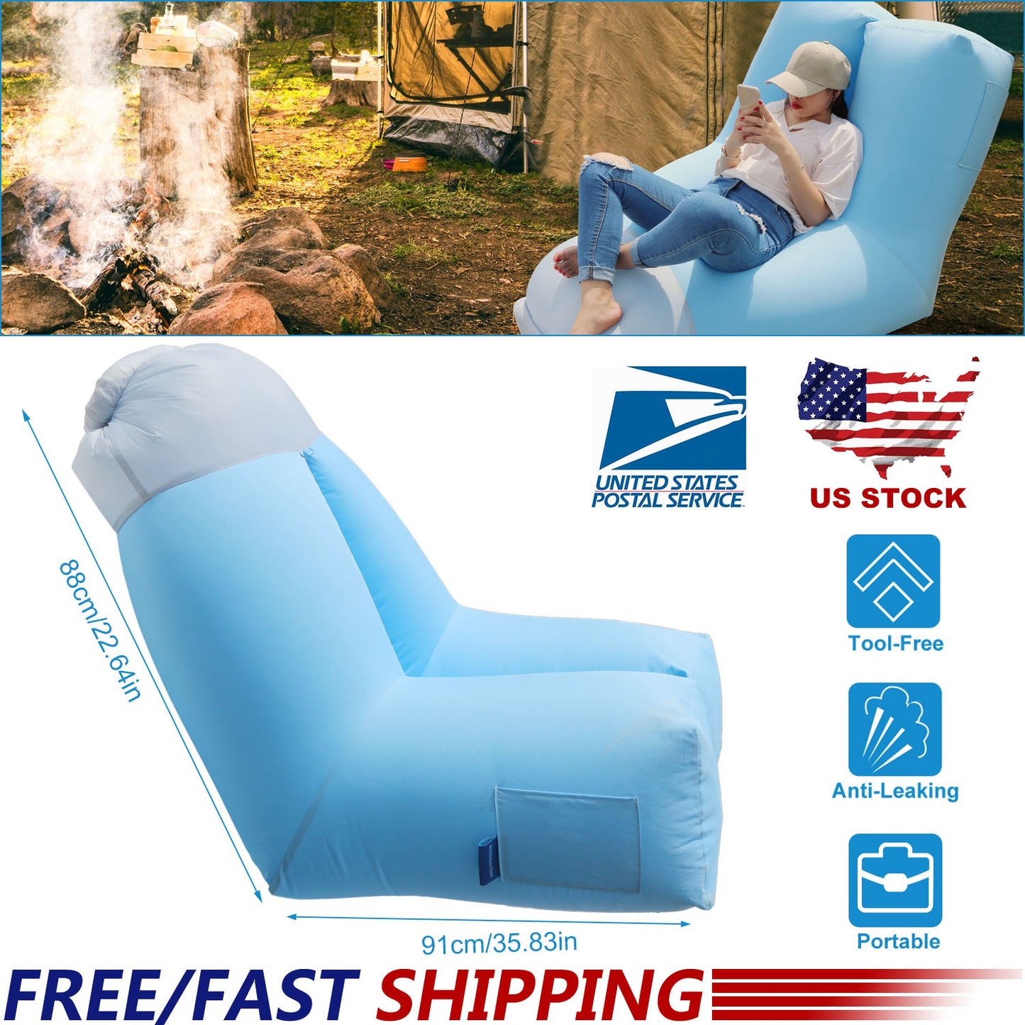 Inflatable Lounger Air Sofa with Carry Bag - Waterproof