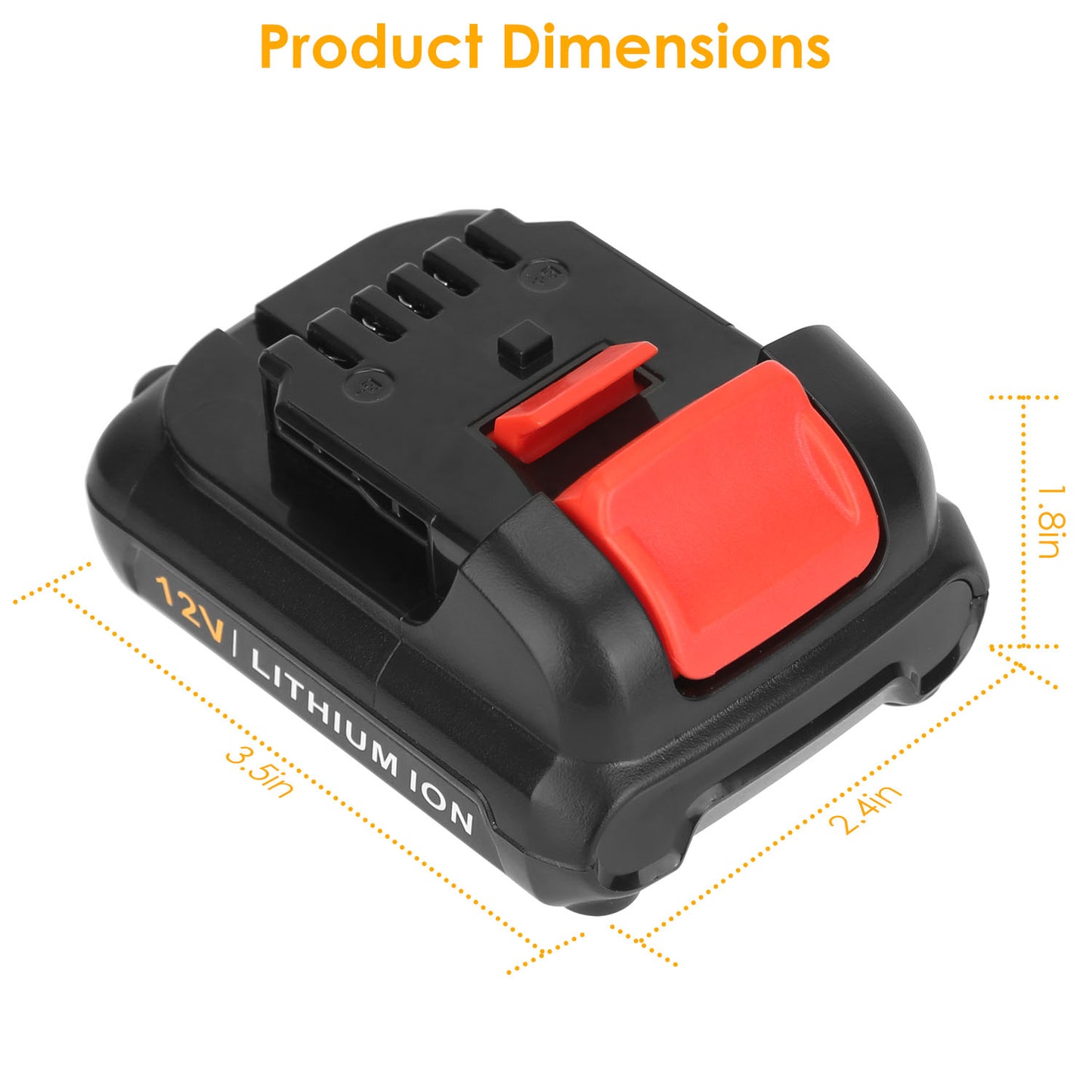 12V Li-ion Power Tool Battery 2-Pack for Dewalt DCB120 Series