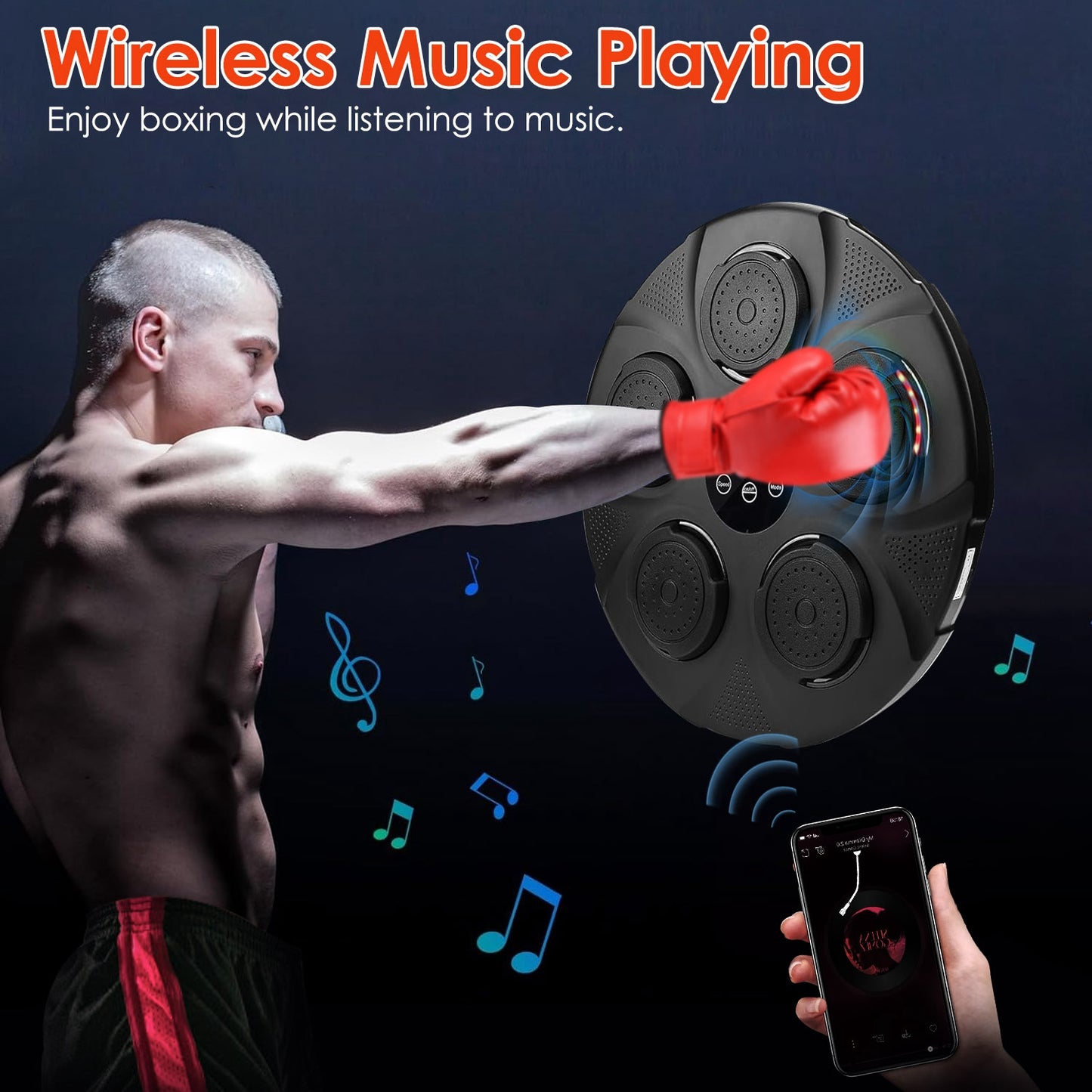 Music Boxing Machine with LED Lights and Bluetooth Speaker