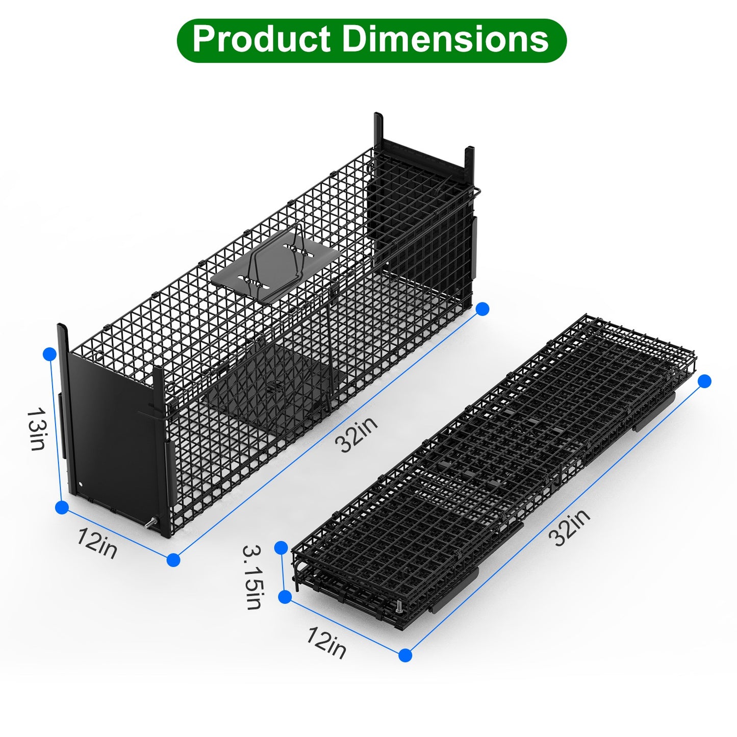 40in Humane Live Animal Trap Cage for Raccoons & Opossums