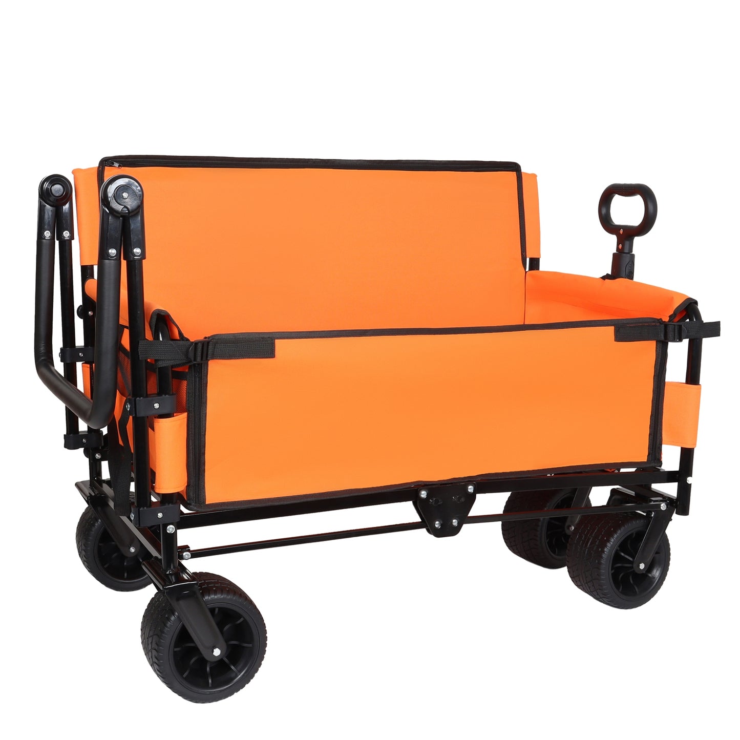 Folding Wagon Cart with Bench Seat & Canopy, 500lbs Capacity