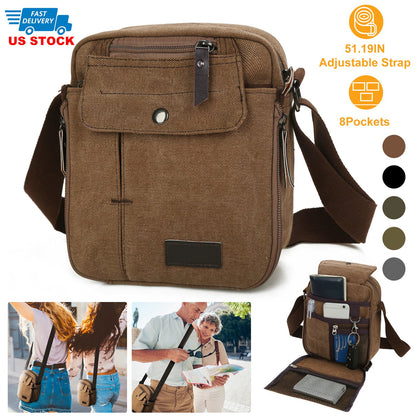 Unisex Crossbody Bags Canvas Phone Tablet PC Shoulder Bag Credit Card Key Messenger Purse