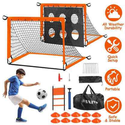 Kids Soccer Goals Set with Training Equipment for Ages 3+