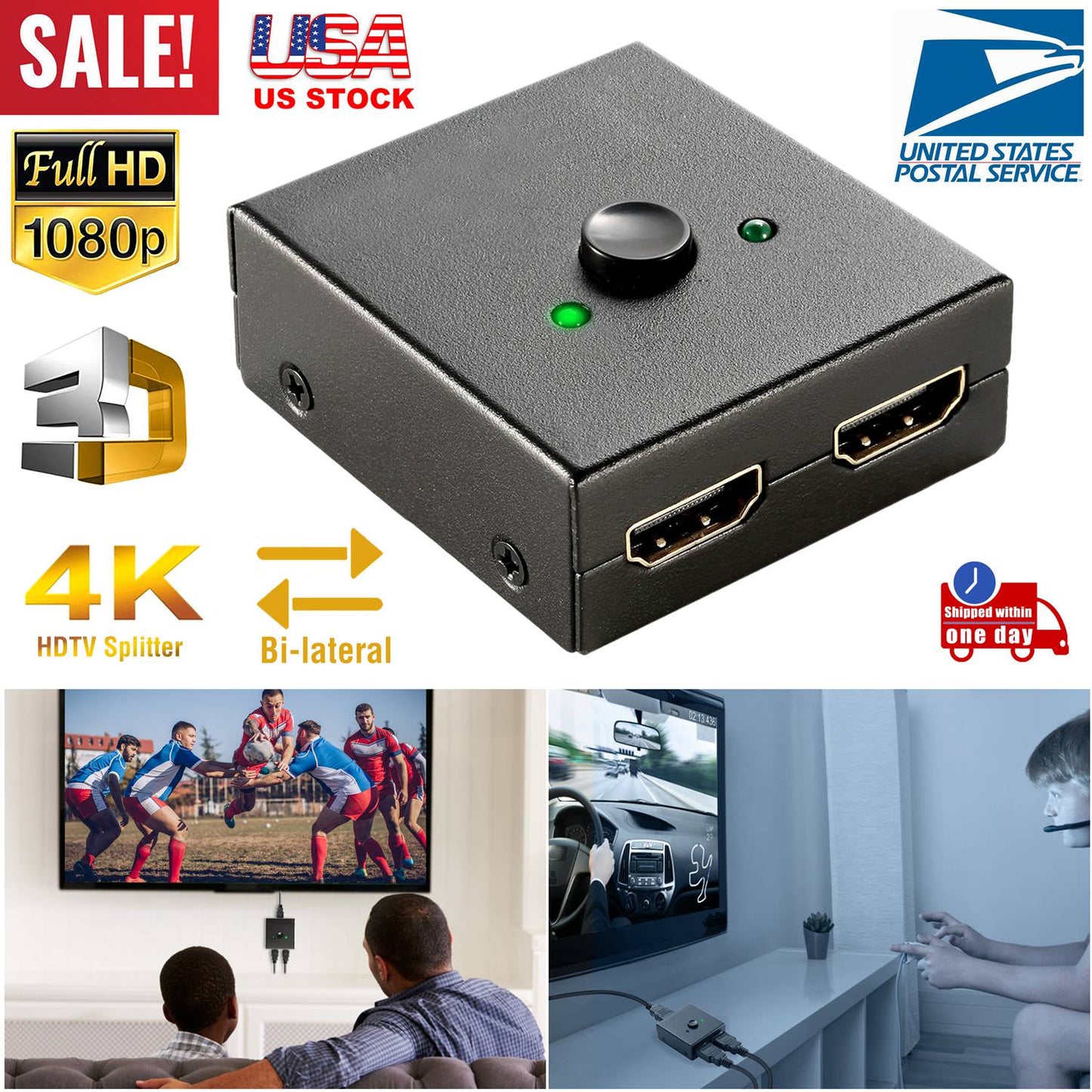 HDMI Bi-Directional Switch 2x1 / 1x2 Splitter 4K 3D 1080P