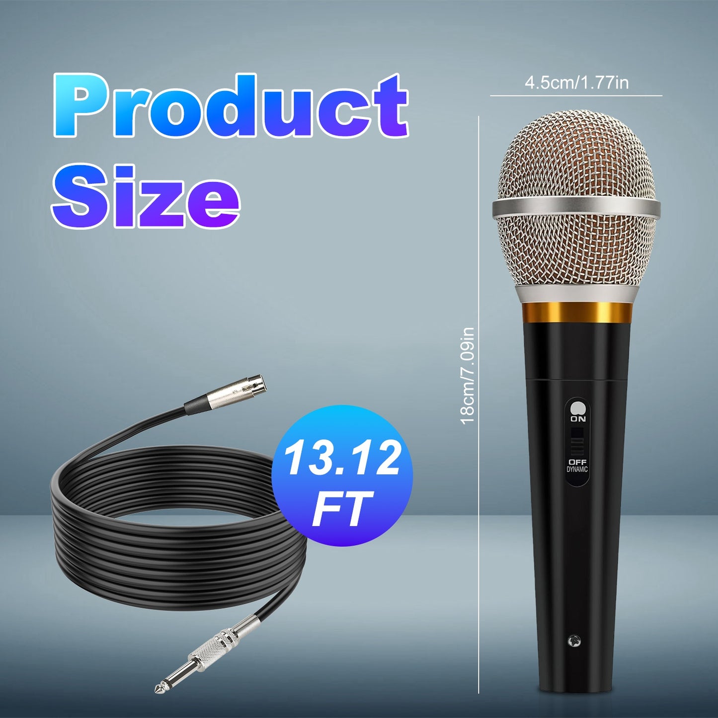 Dynamic XLR Microphone with 13ft Cable & On/Off Switch
