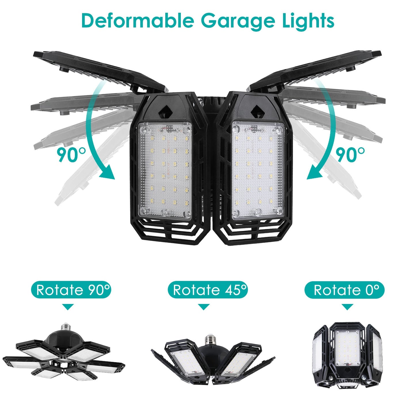 LED Garage Light 160W Deformable 6-Blade Ceiling Light