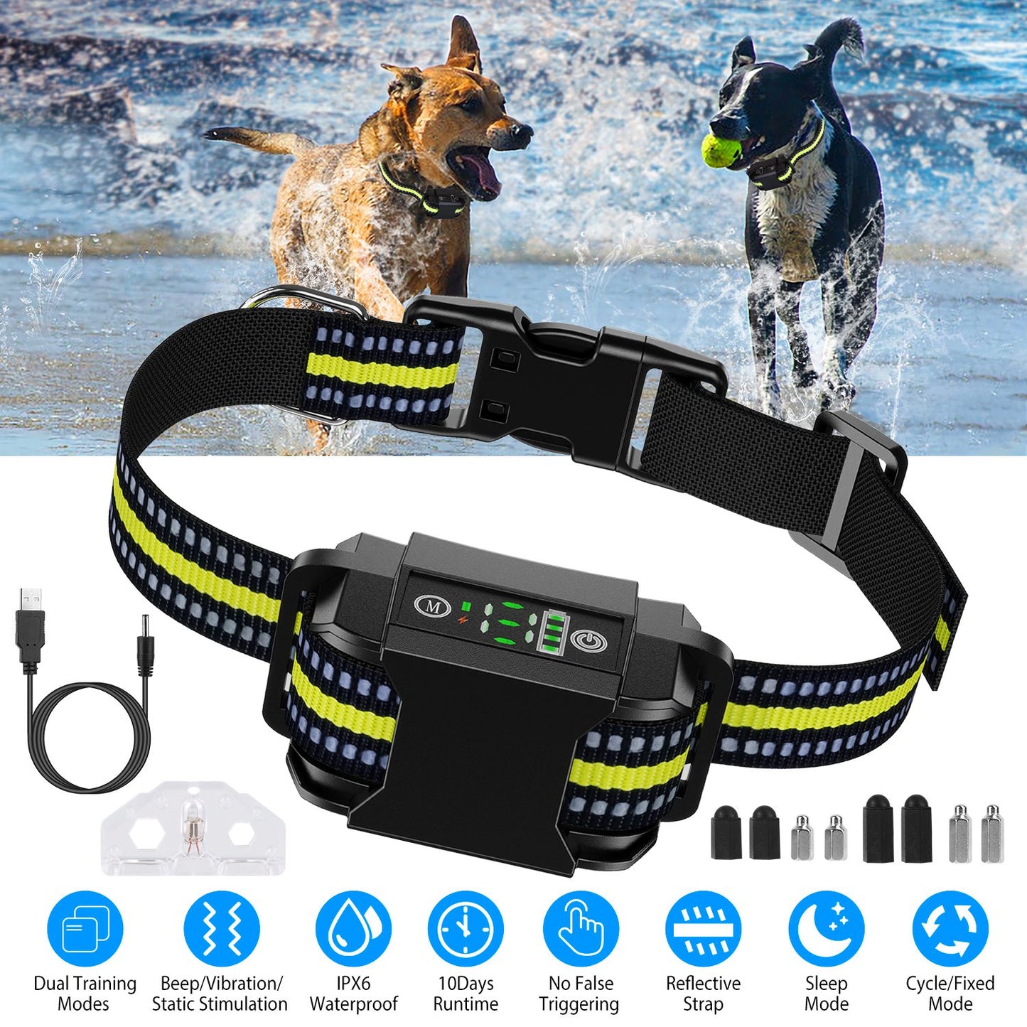 Rechargeable Dog Bark Collar with Smart Detection & 6 Levels