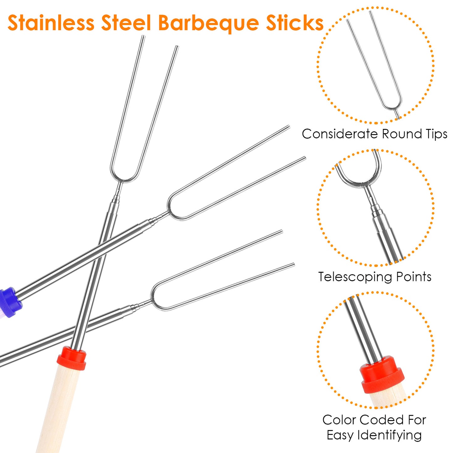 Extendable Marshmallow Roasting Sticks Set - 12 Piece