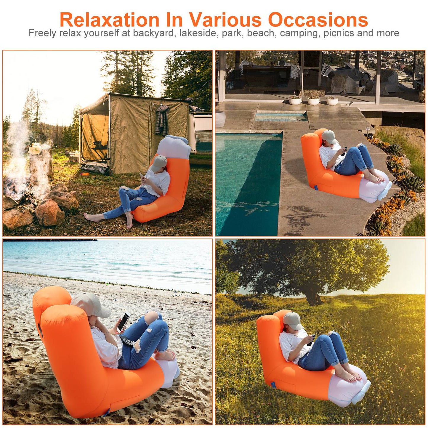 Inflatable Lounger Air Sofa with Portable Carry Bag