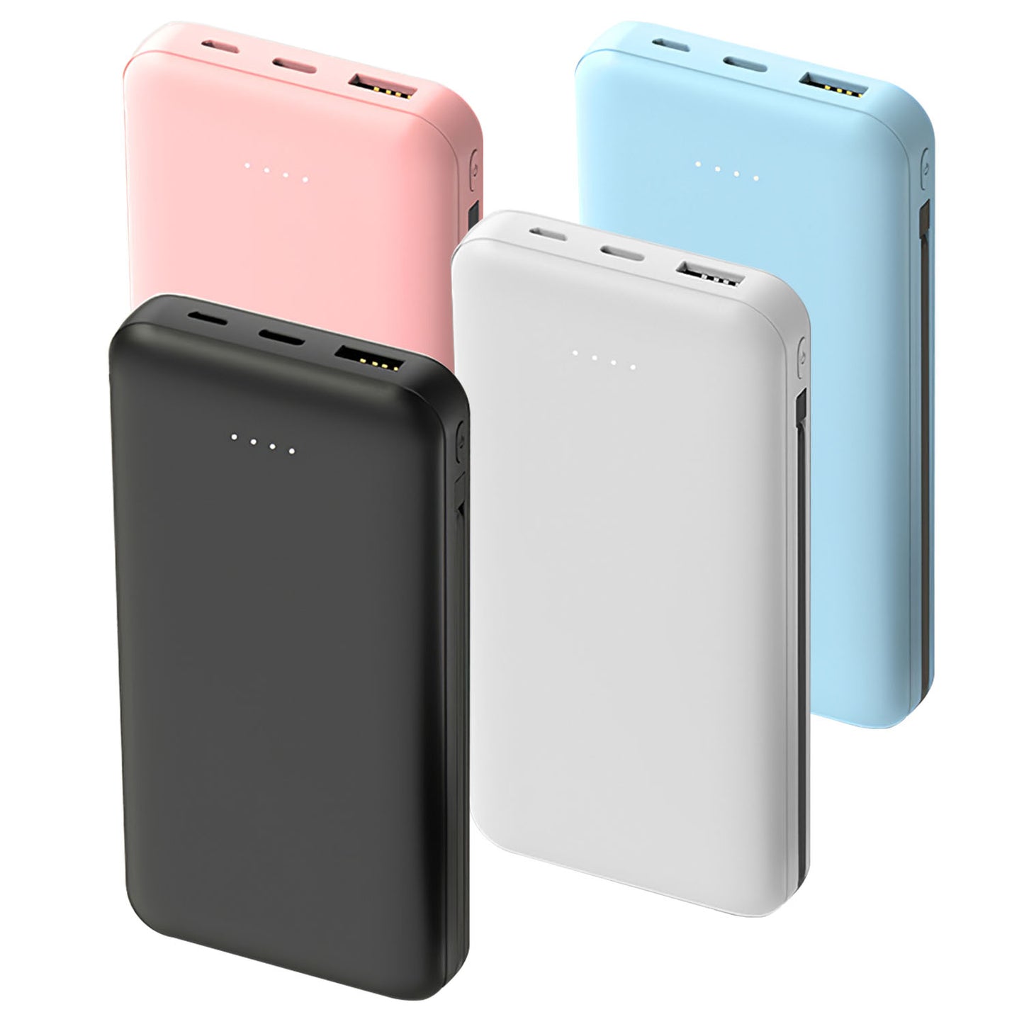 10000mAh Portable Power Bank with Built-In Cables