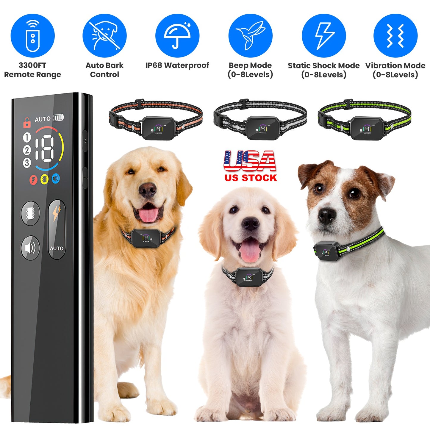 Dog Training Collar with Remote and Bark Control