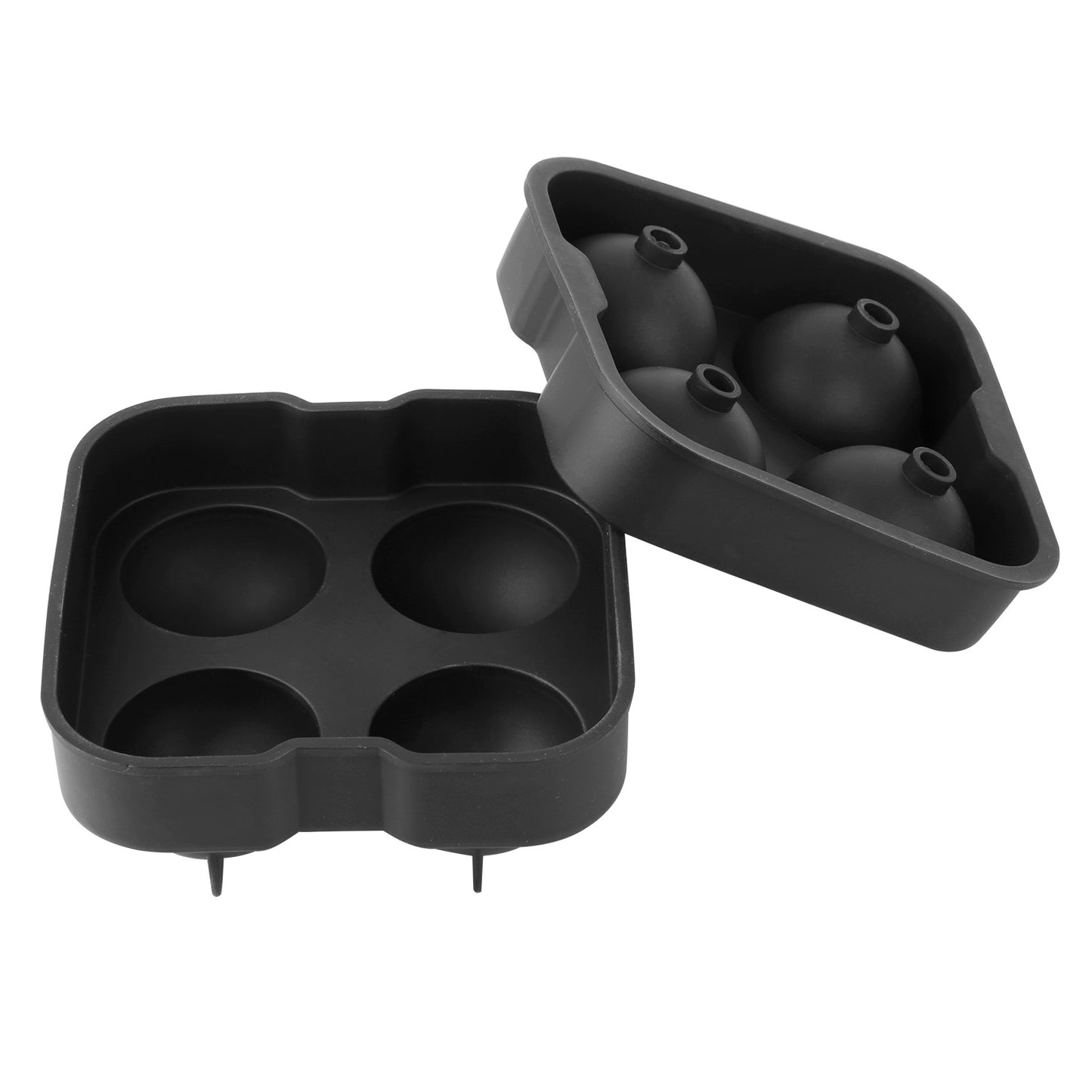 Sphere Ice Ball Maker Mold - 4 Cavity Silicone Tray with Lid