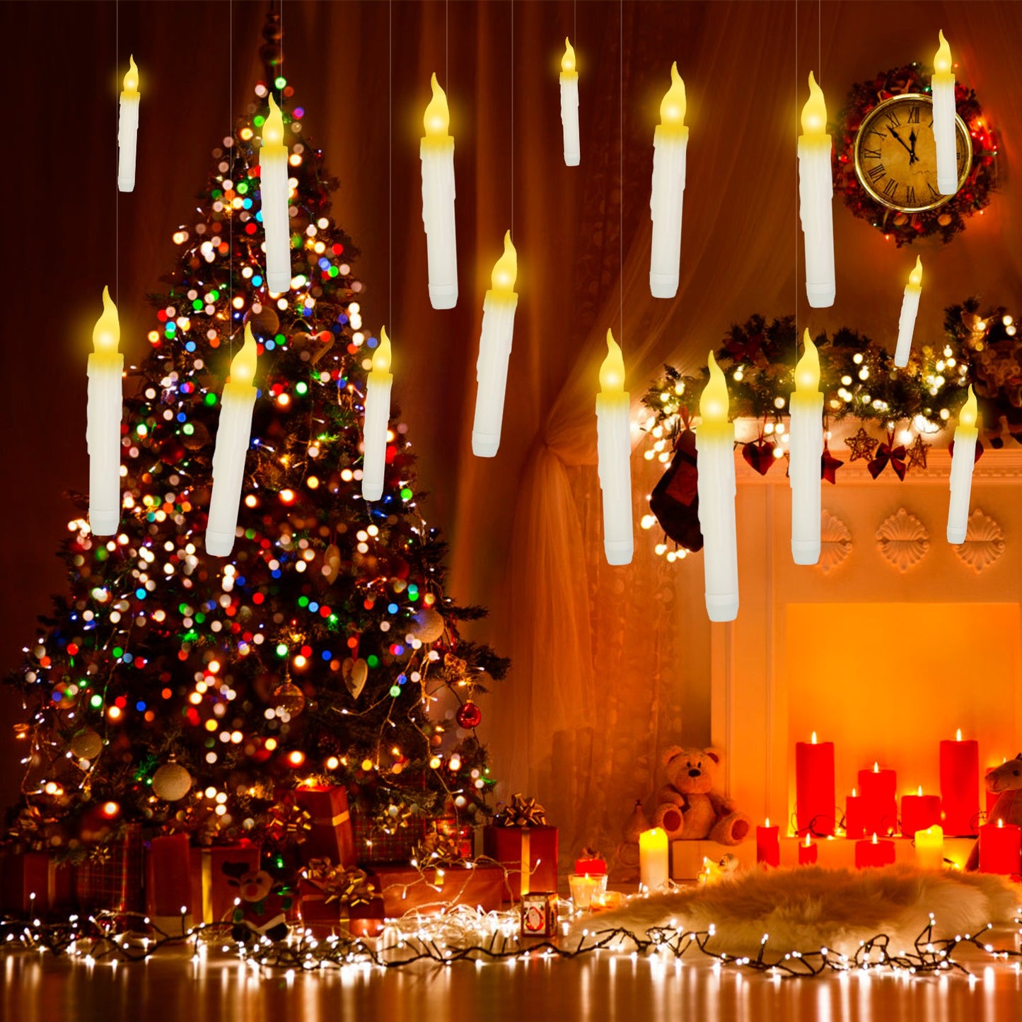 Floating LED Candles 12-Pack with Magic Wand Remote