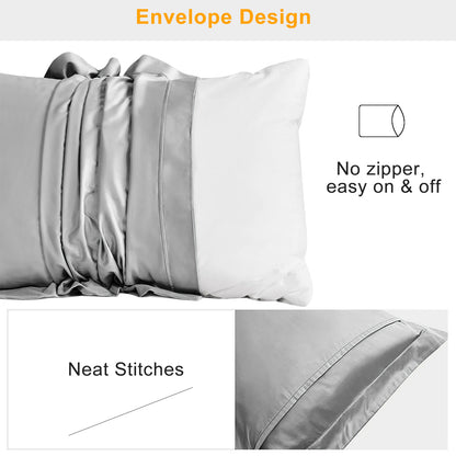 Satin Pillowcases Queen Size - 2 Pack Silky Smooth