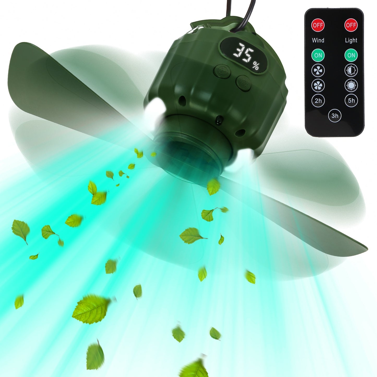 Portable Camping Ceiling Fan with LED Light & Power Bank