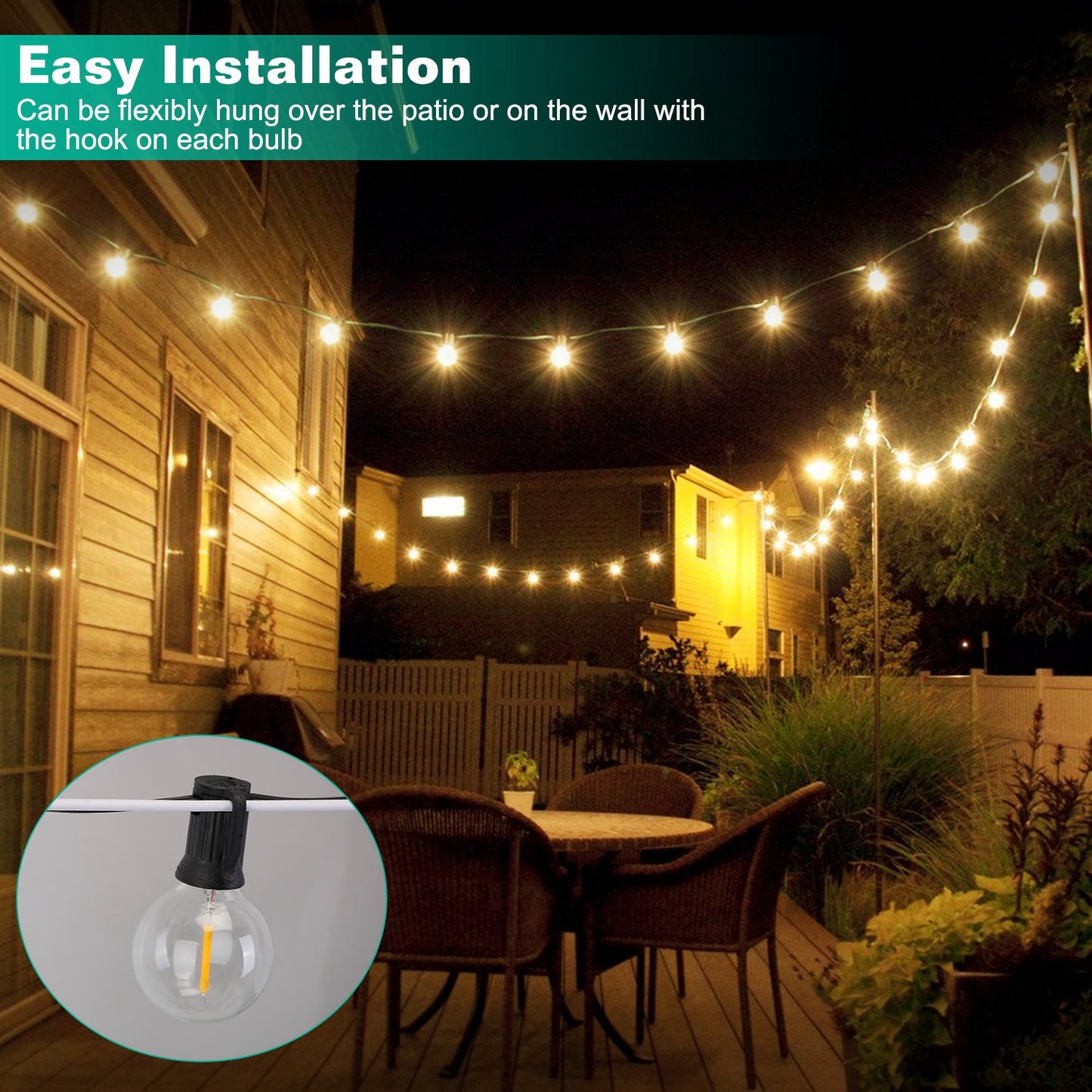 Globe String Lights 25FT Outdoor Indoor with 25 Warm Bulbs