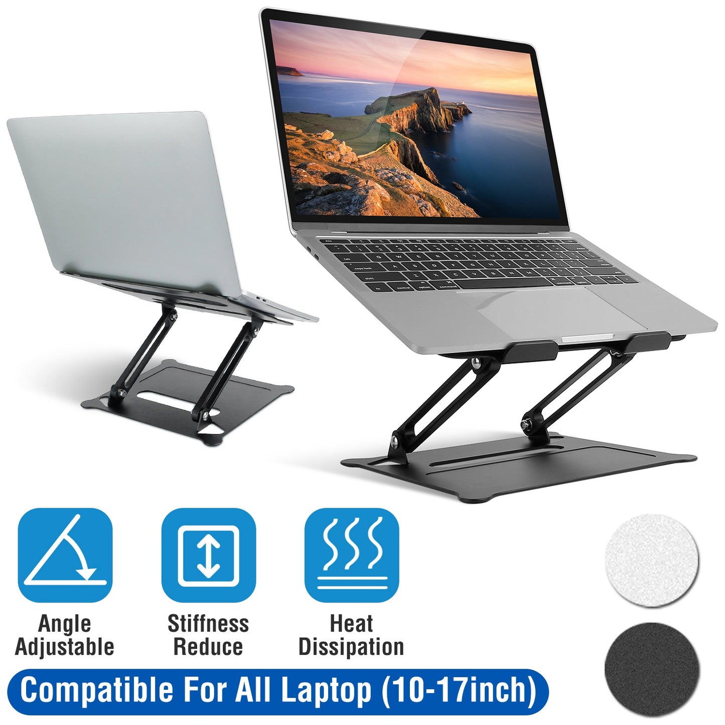 Adjustable Aluminum Laptop Stand for 10-17 Inch Notebooks