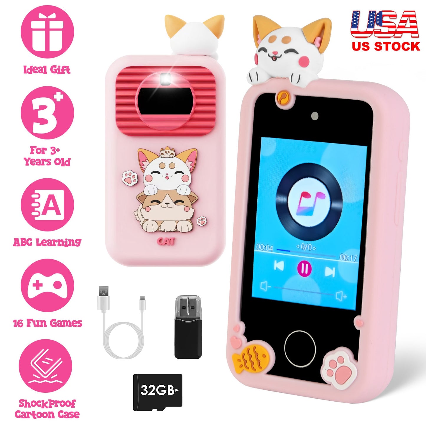 Kids Toy Smartphone with Dual Camera & 16 Educational Games