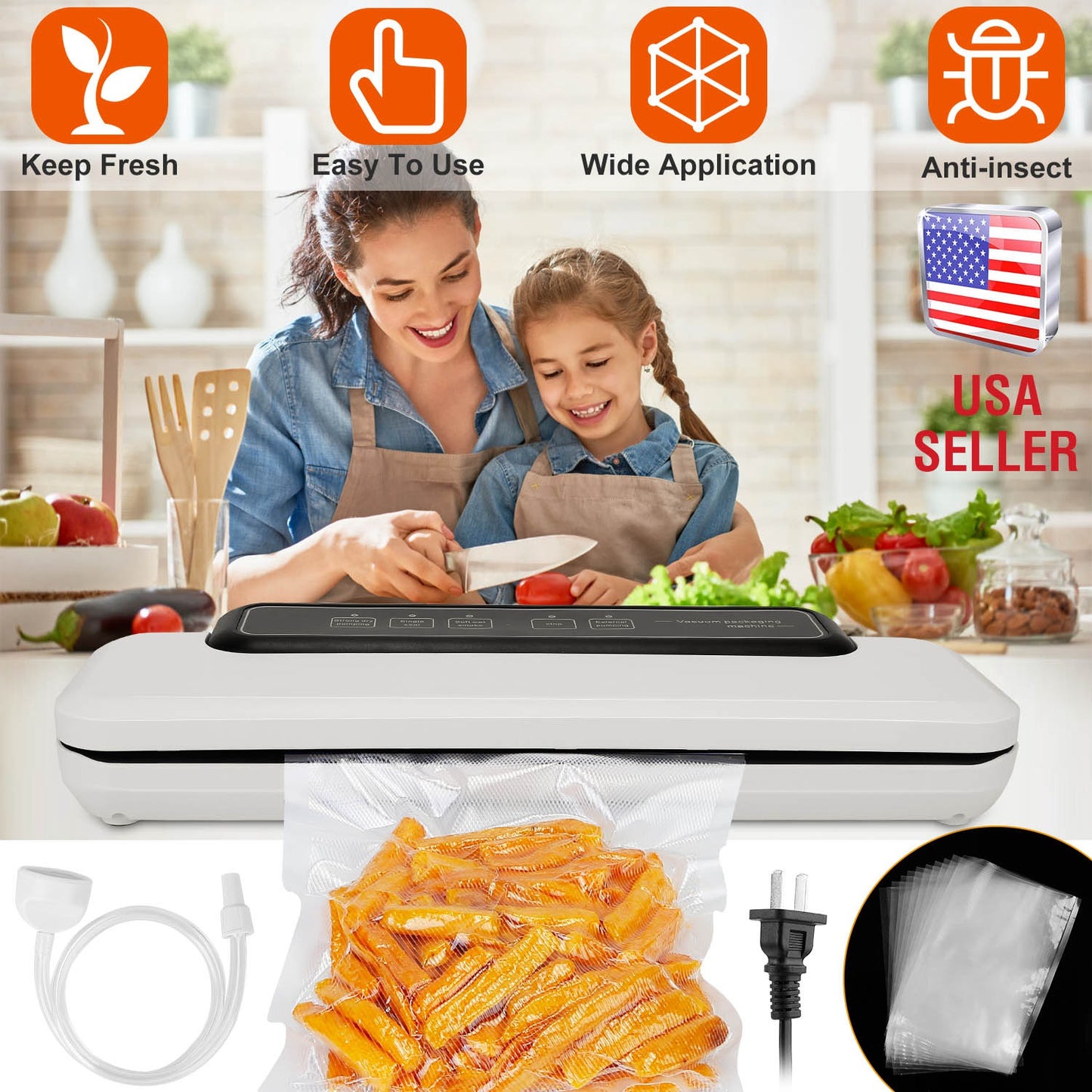 Electric Vacuum Sealer Machine with 10 Bags