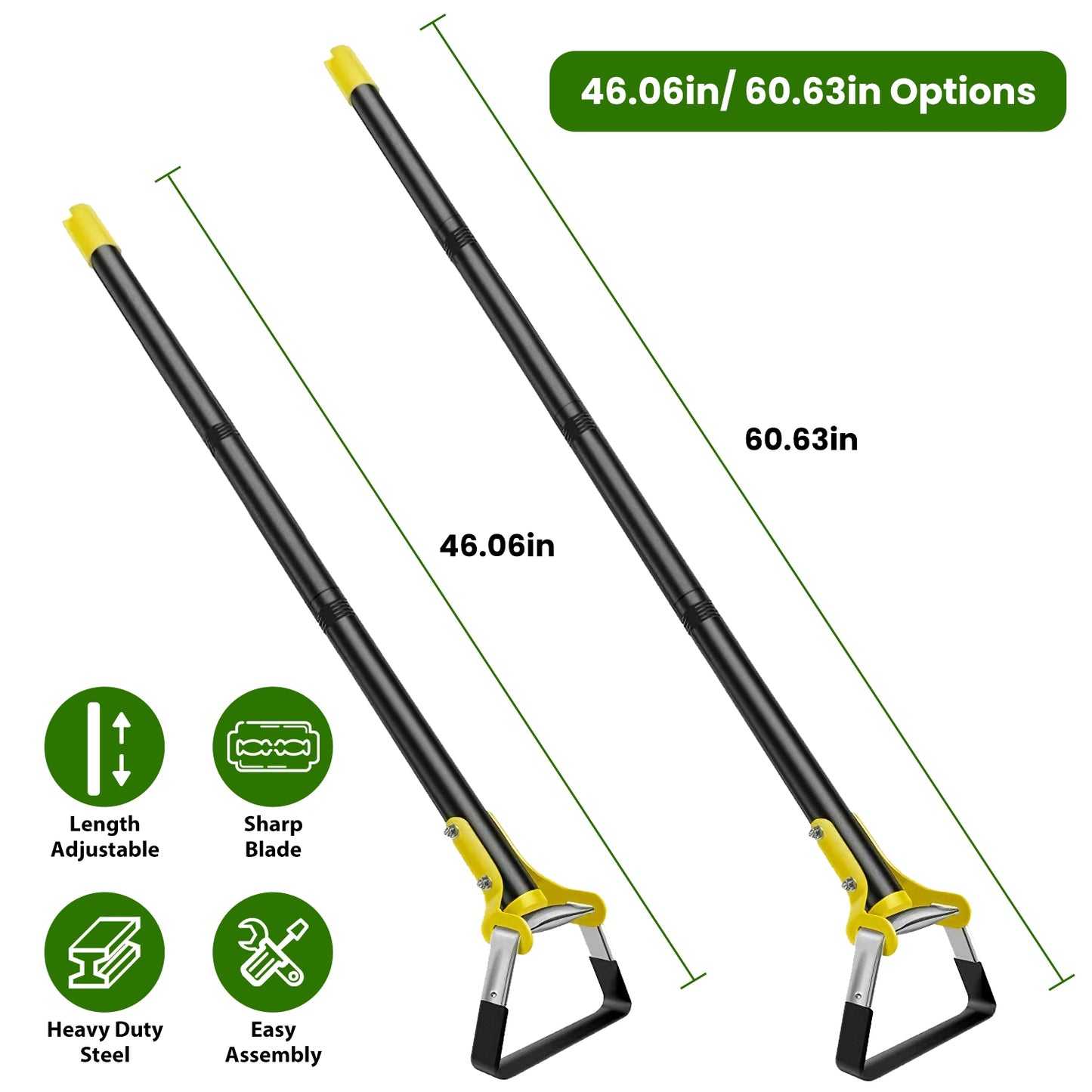 Adjustable Stirrup Hoe 46" Push-Pull Garden Weeder Tool