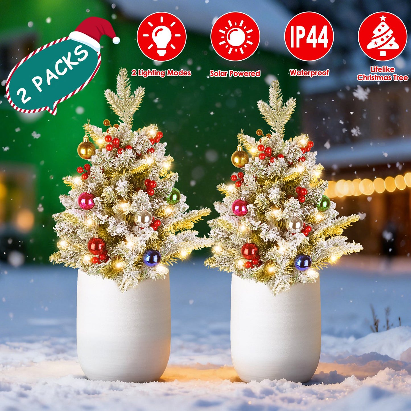 Battery Powered LED Christmas Tree Urn Filler - 2 Pack