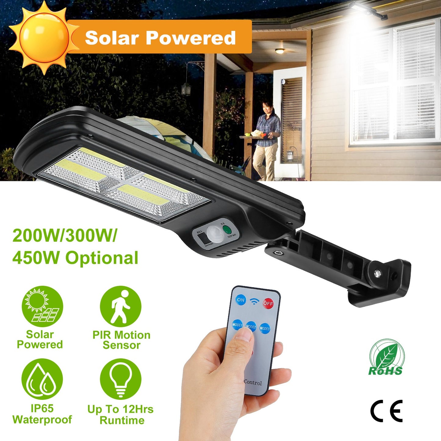 Solar Motion Sensor Wall Light 120 LED Outdoor Waterproof
