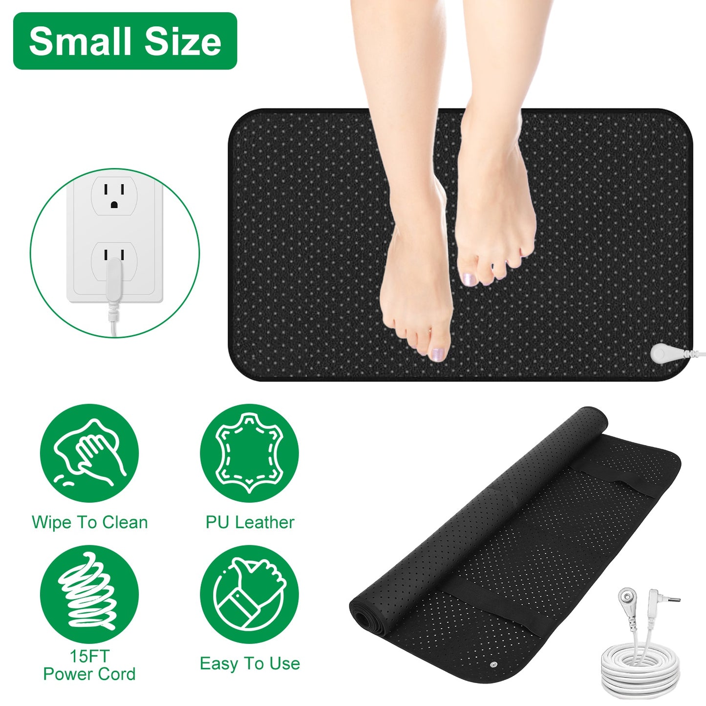 Grounding Mat with 15ft Cord – PU Leather Anti-Slip Design