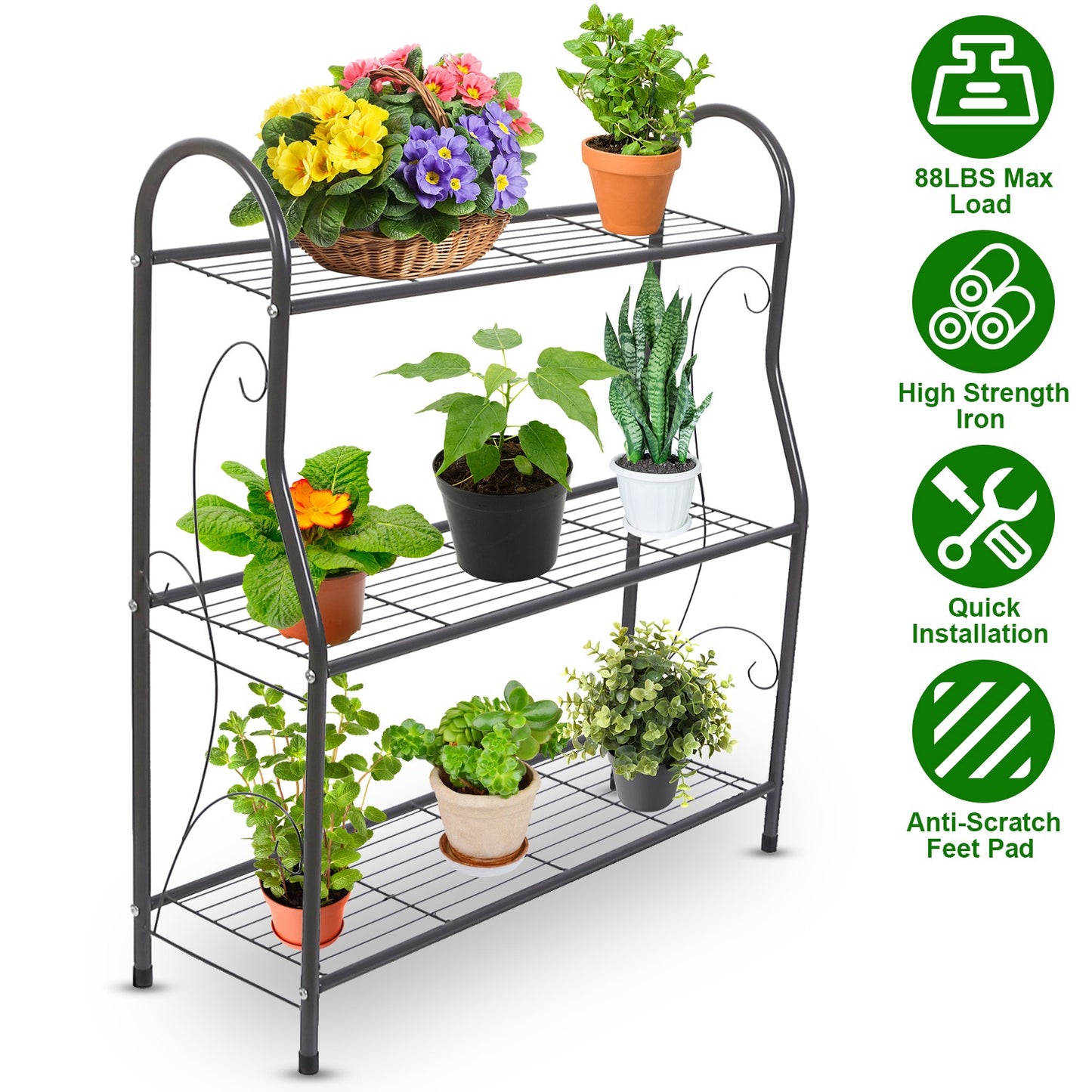 3 Tier Plant Stand Rack with 88 LBS Capacity