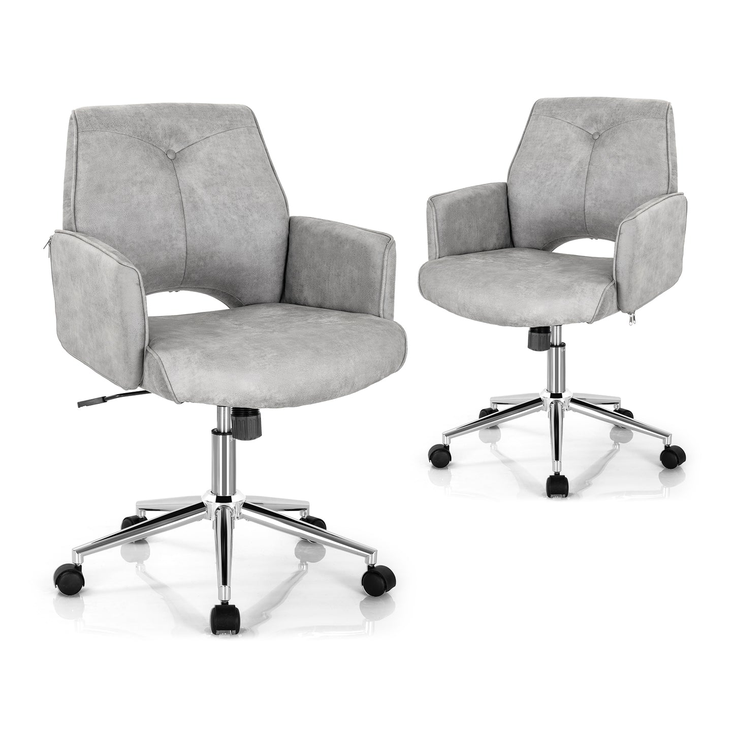 Adjustable Mid Back Office Chair with Armrest - Gray