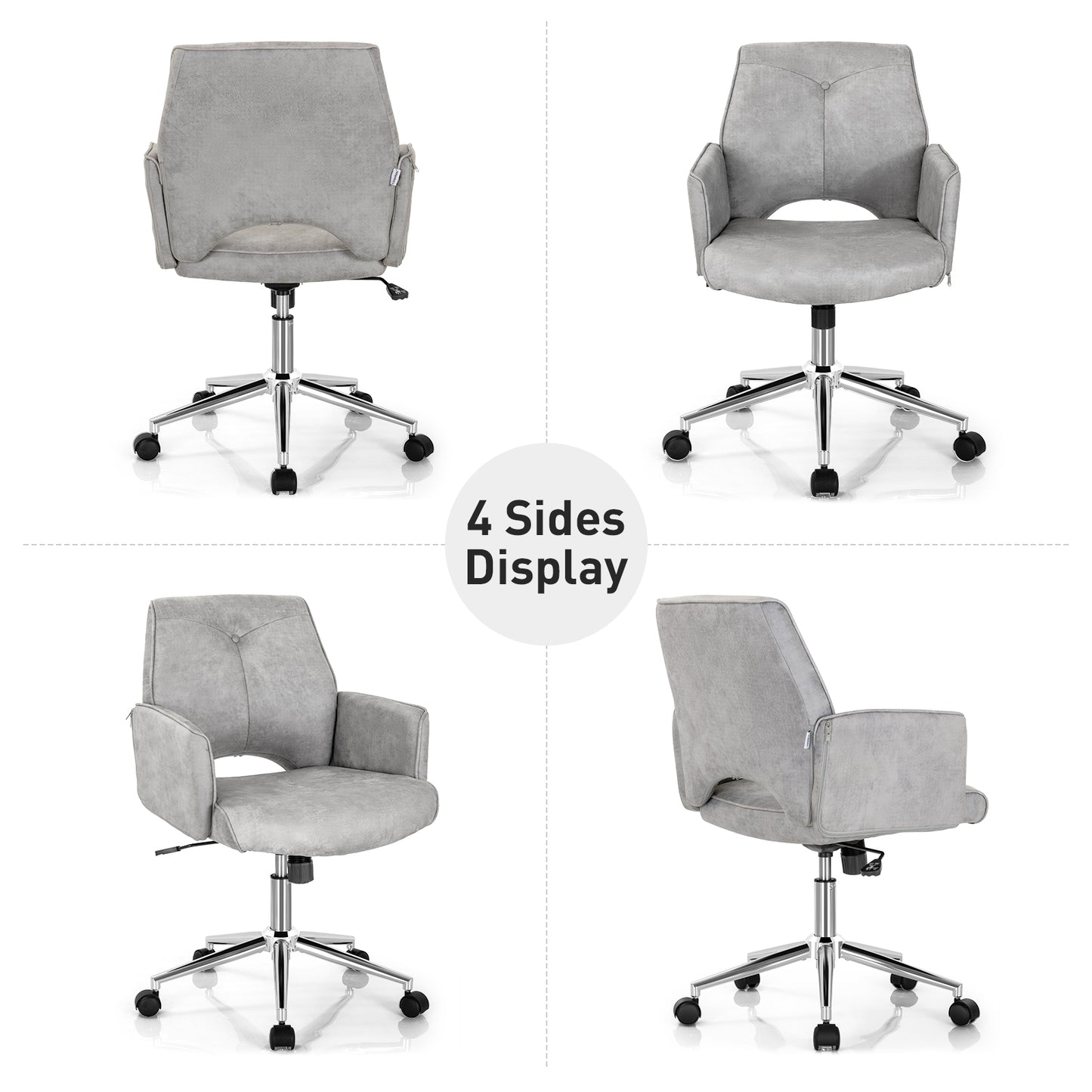 Adjustable Mid Back Office Chair with Armrest - Gray