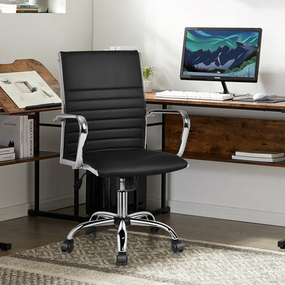 High Back Ribbed Office Chair with Armrests