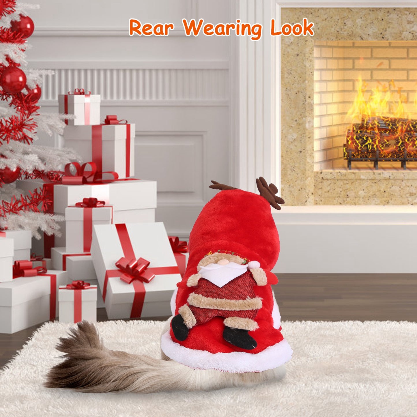 Santa Claus Pet Costume with Reindeer Antlers for Dogs & Cats