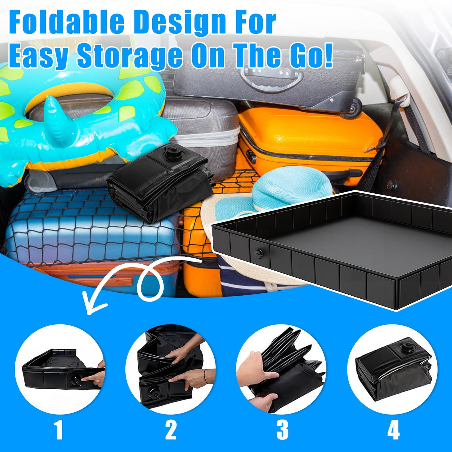 Portable Shower Pan 41x41in Foldable Camping Basin with Drain