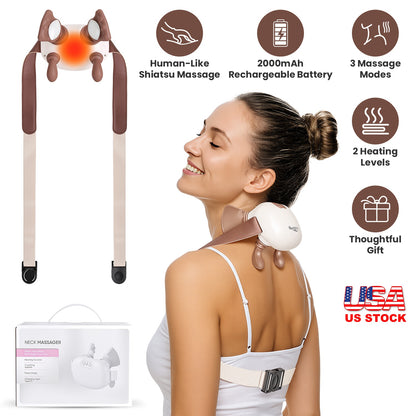 Cordless Neck Massager with Heat & Shiatsu Deep Tissue Kneading