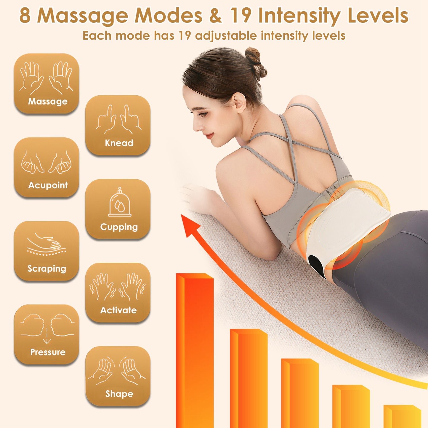 EMS Lower Back Massager Heating Pad with Remote Control