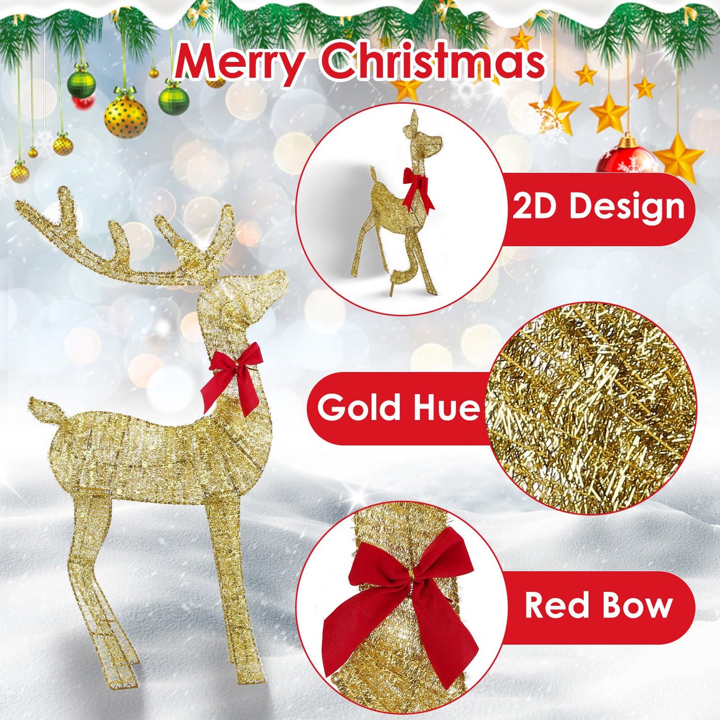 Lighted Christmas Deer Family Set - 3 Piece Indoor Outdoor Display