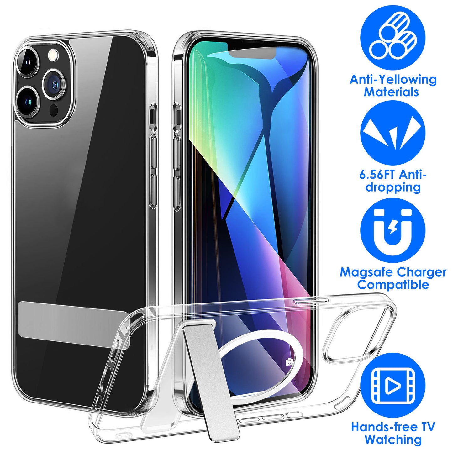 MagSafe Clear Case with Metal Kickstand for iPhone 13/14