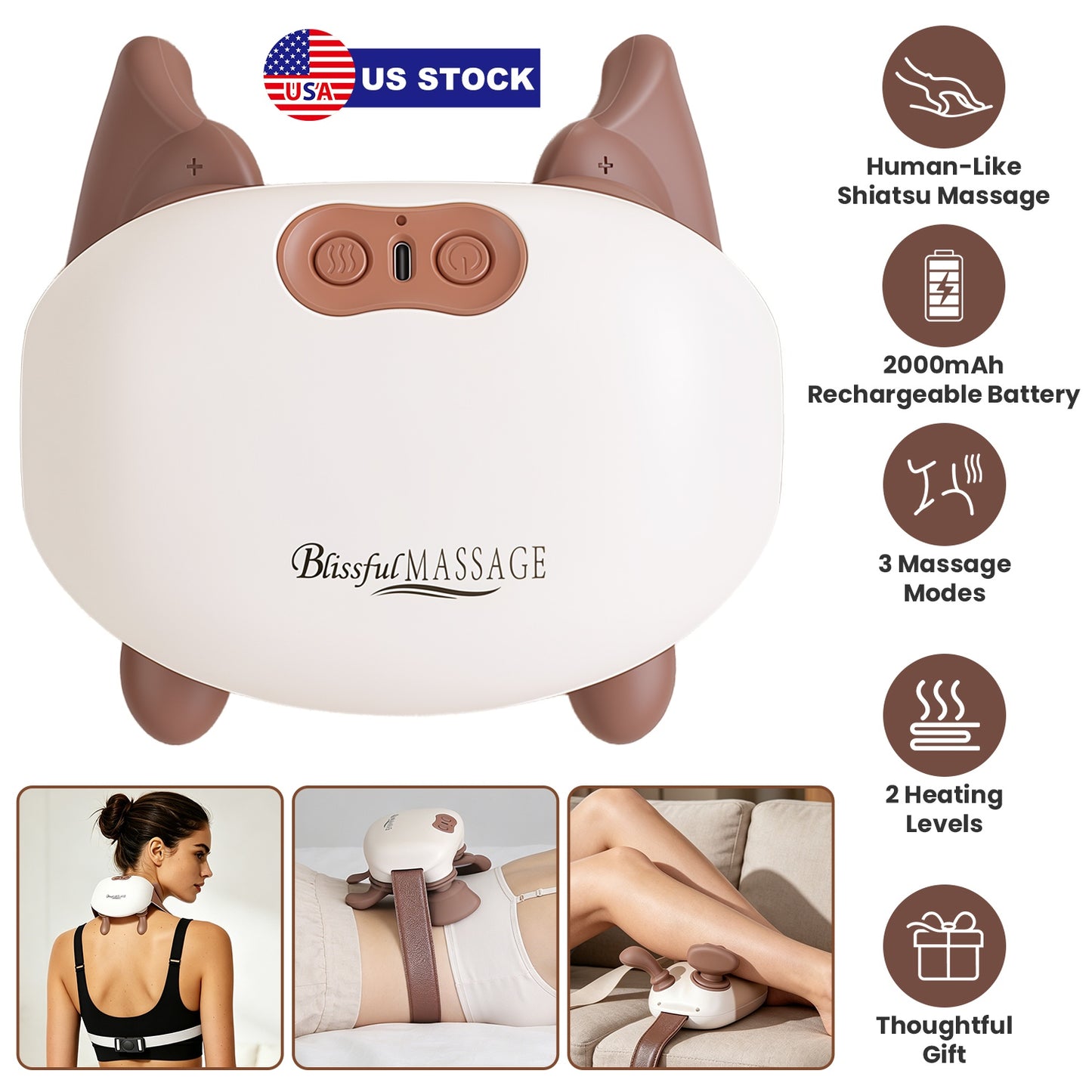Cordless Neck Massager with Heat & Shiatsu Deep Tissue Kneading