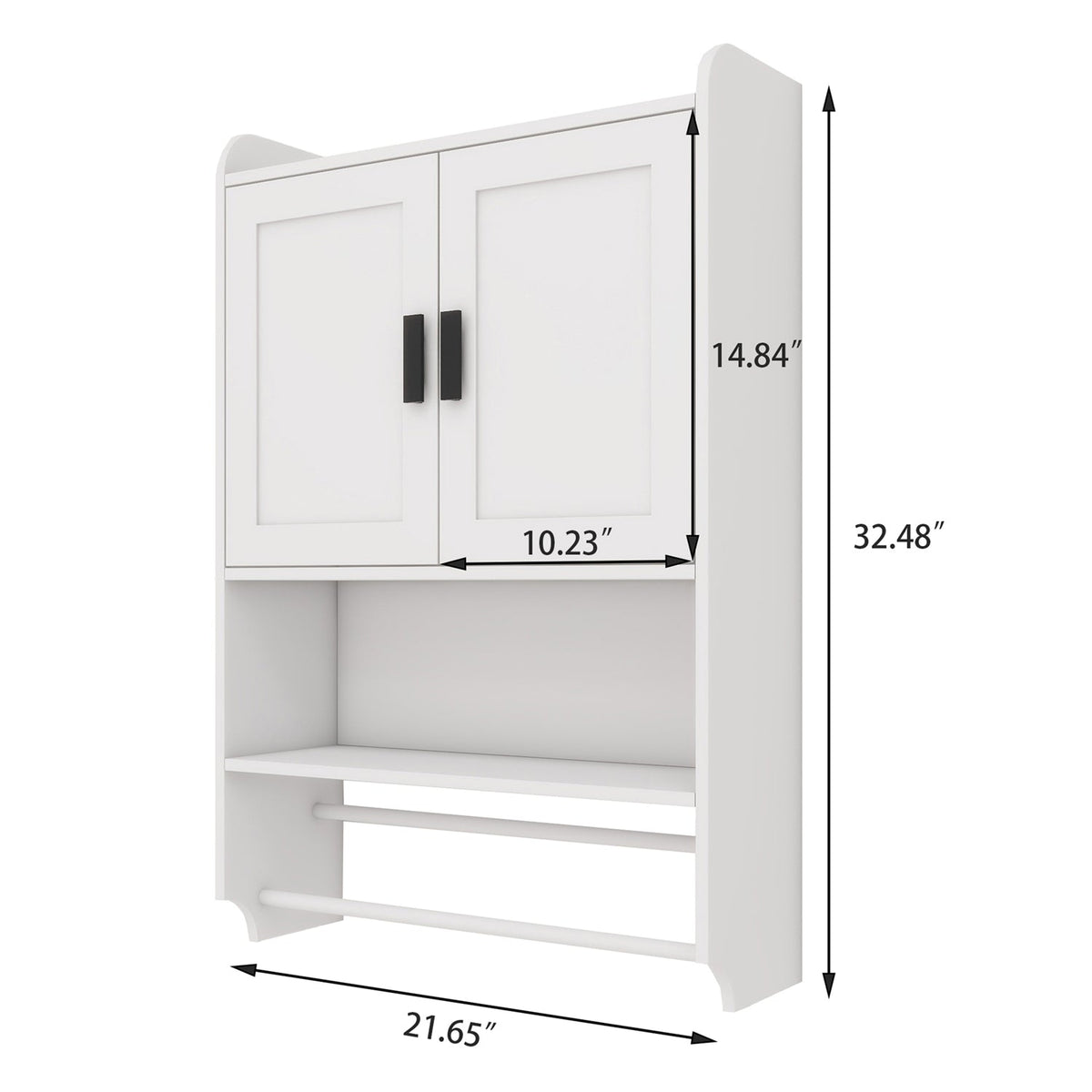 Wall Mounted Bathroom Cabinet with Towel Bar & Toilet Paper Holder