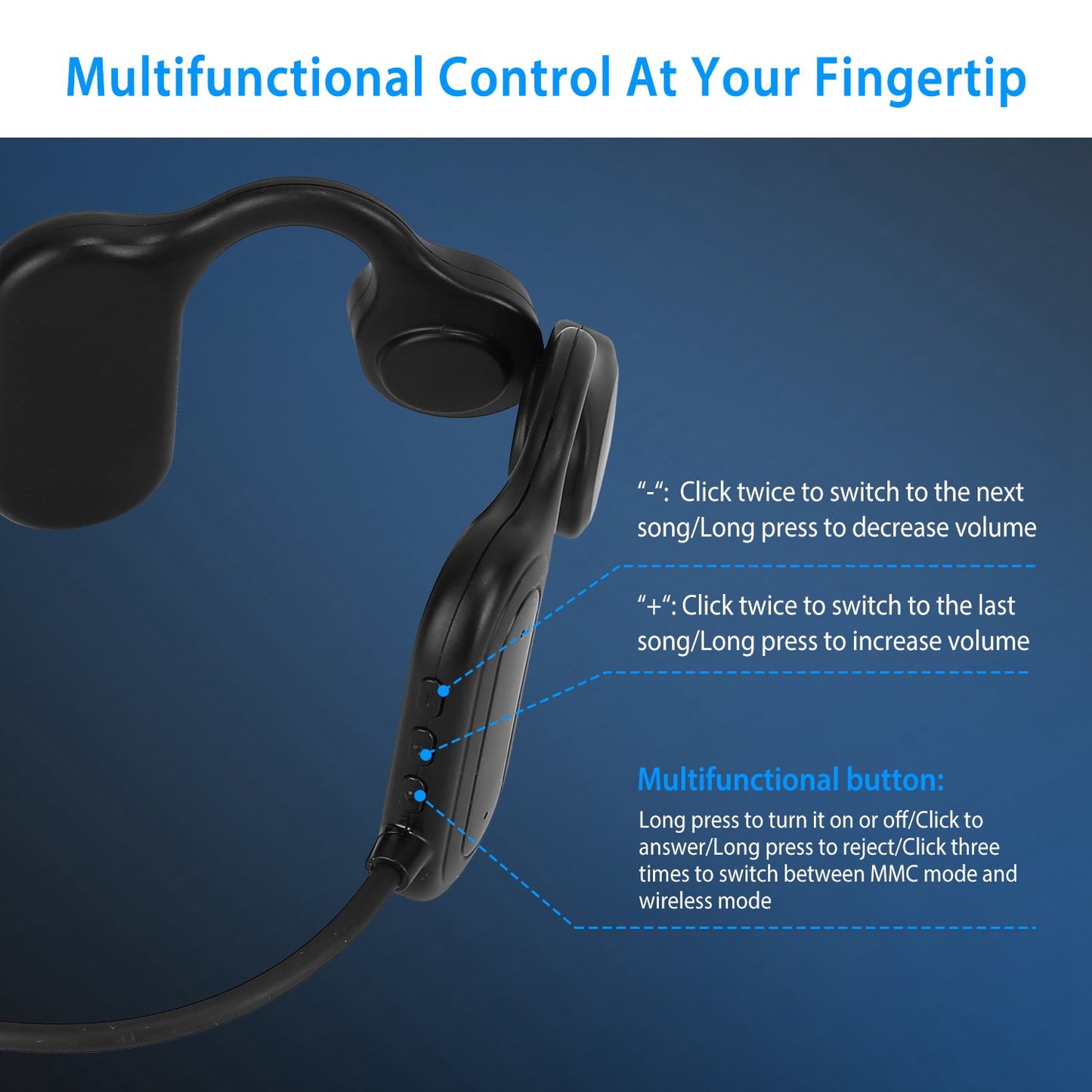 Bone Conduction Headphones Wireless Open Ear Sports Headset