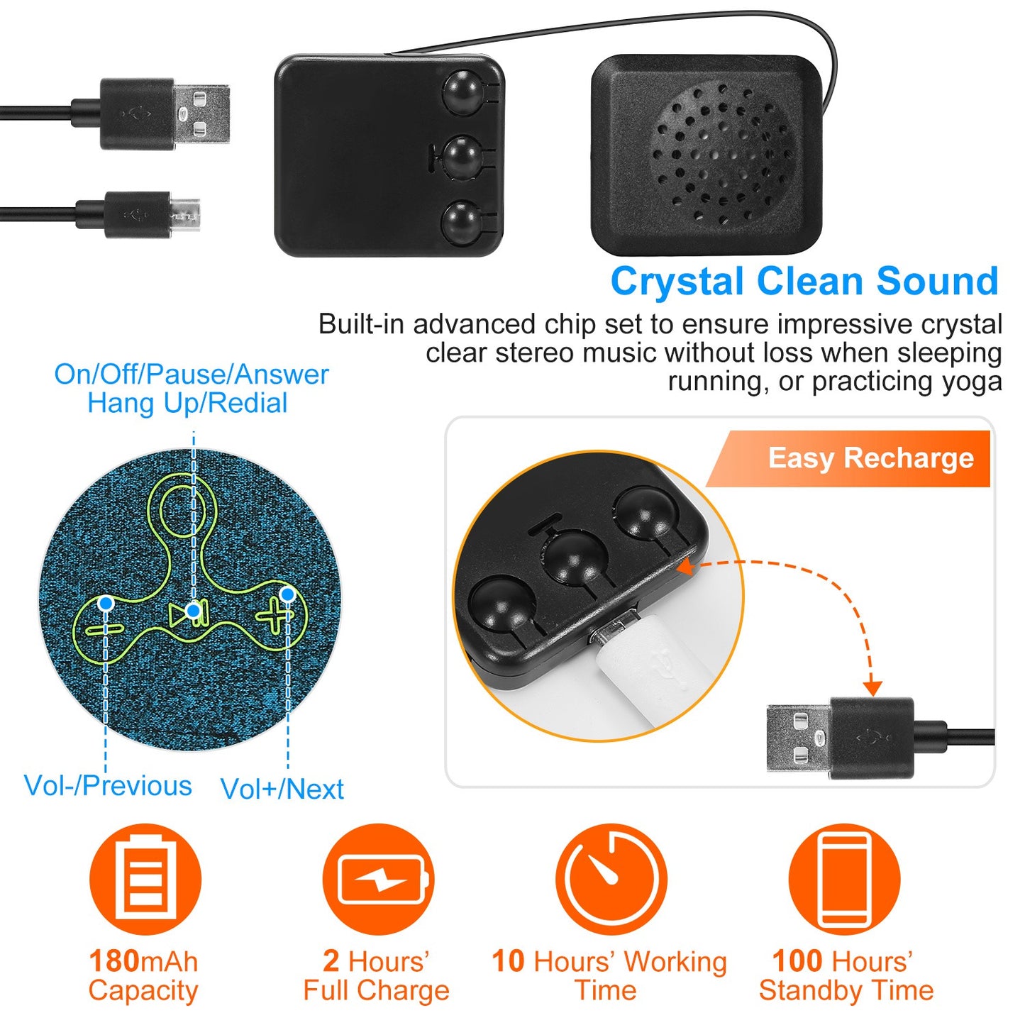 Wireless Sleep Headphones Headband with Bluetooth Speakers