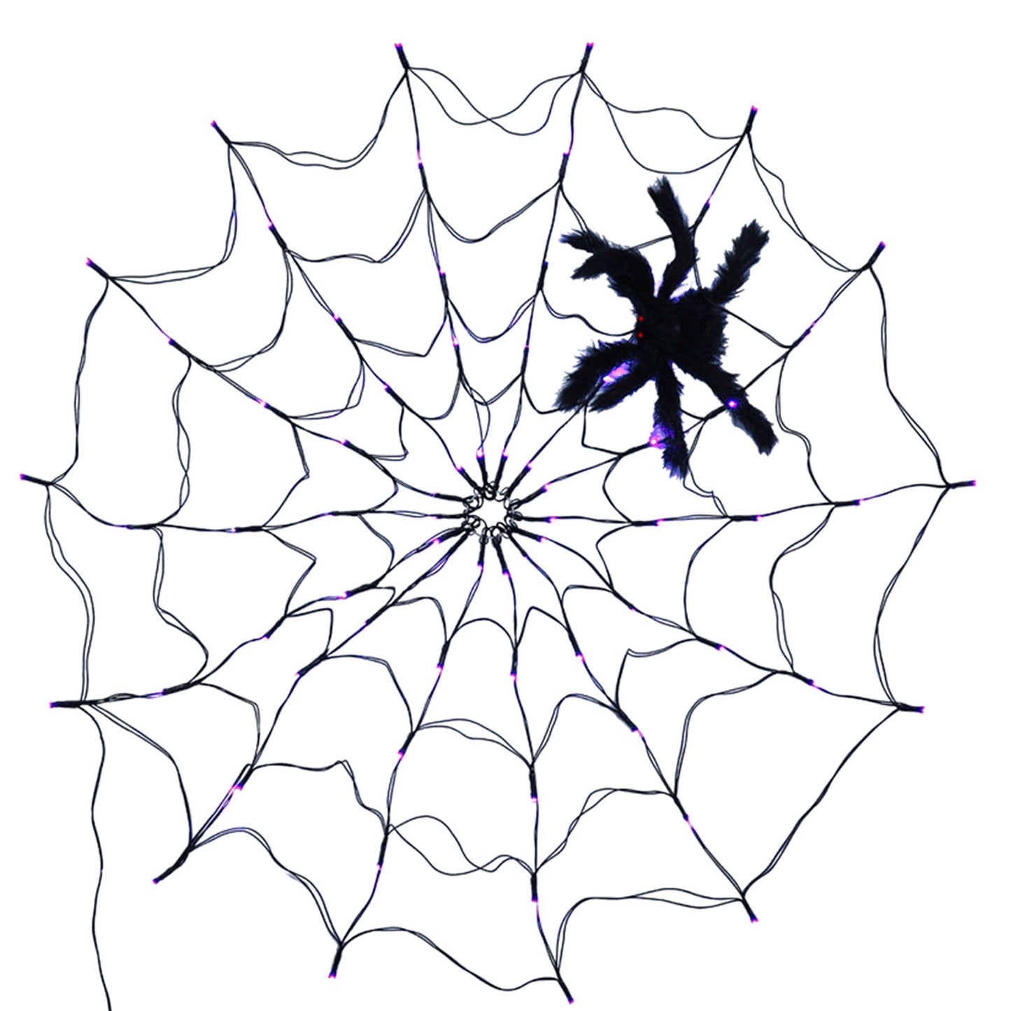 Spider Web Light with Hairy Spider - 70 LED Halloween Decoration