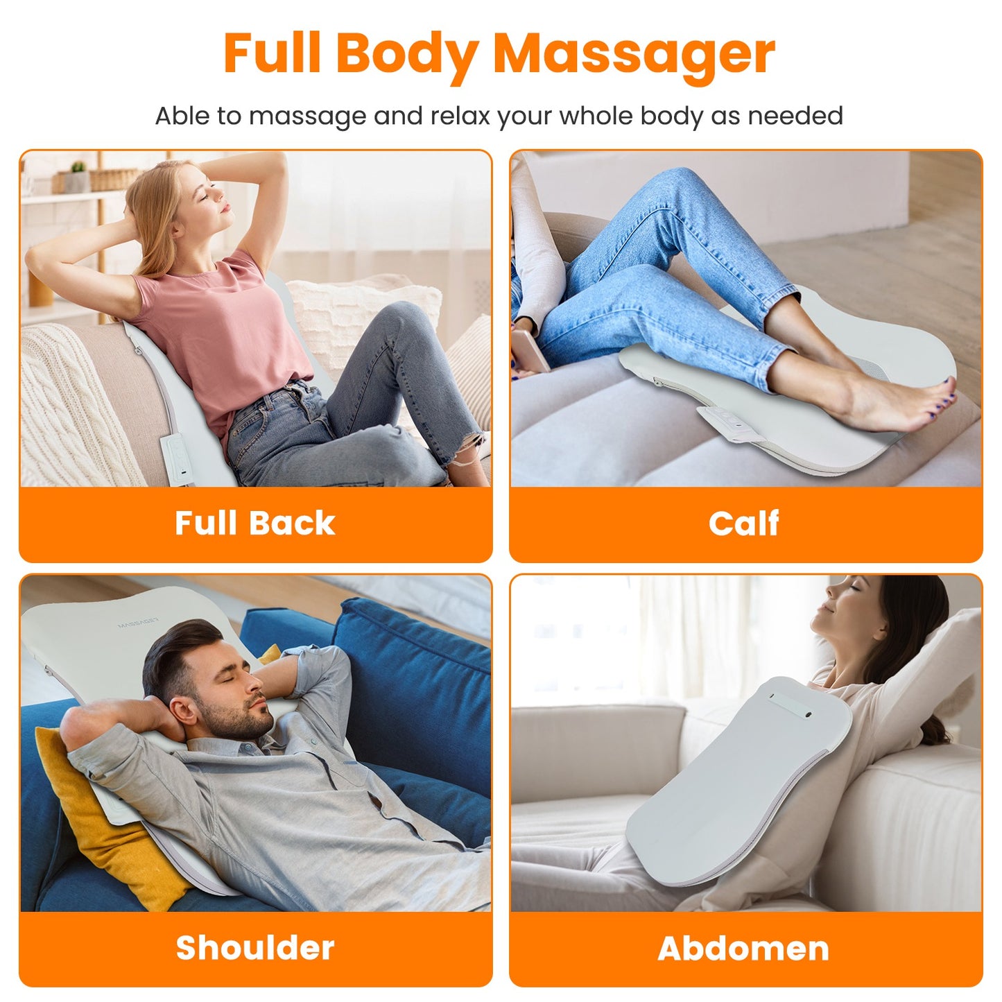 Shiatsu Back Massager with 3D Kneading & Cordless Design